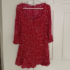 Size S Red Floral Zara Dress